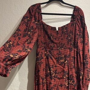 Free People: Floral Long Sleeve Dress